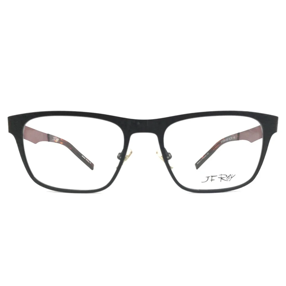 J.F. Rey Eyeglasses Frames JF2599 0030 Black Red Ribbed Rectangle 53-18-130